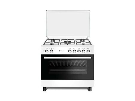 Cocina de gas SOLTHERMIC F9L50G2-W, 5 quemadores, Horno panorámico, 90 cm, Blanco