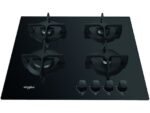 Placa de Gas Whirlpool GOB 616/NB, 59 cm, 4 Zonas, Gas Natural, Rejillas de Hierro Fundido, Negro