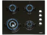 Placa de Gas Cata CI 631 BK, 59 cm, 4 Zonas, Propano/Butano, Superficie de Cristal Negro, Encendido Electrónico