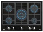 Placa de Gas Teka GZC 75330 XBN, 5 Zonas, Gas Natural, ExactFlame, 70 cm, Negro