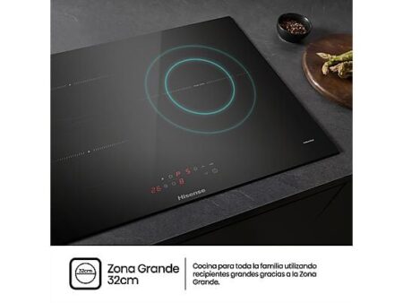 Placa de Inducción Hisense HI6321BSCE, 3 Zonas, Zona XL 32cm, Calentamiento Rápido, 59cm, Negro