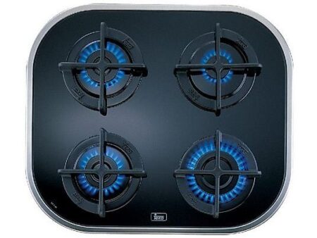 Placa de Gas Teka 10205083 CG.1 4G-AI-AL, 59 cm, 4 Zonas, Gas Butano, Vitrocerámica, Negro