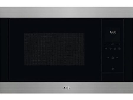 Microondas AEG TMS5G25IEM Semi Integrable, 900W, 8 Niveles, Grill 1000W, 25L, Negro/Inox con Pantalla LED Táctil