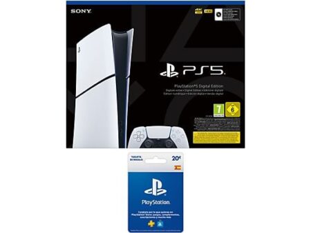Consola Sony PlayStation 5 PS5 Slim Digital Edition 825GB 4K Blanca + Tarjeta PS Plus 20€ Chasis D