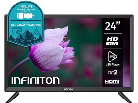 Infiniton TV LED 24" INTV-24BA130 HD Ready, DVB-T2 (H.265), USB Grabador, Dolby Digital Plus, Negro