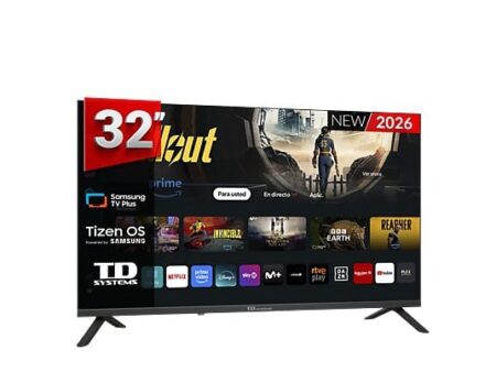 TD Systems M32C22TIZEN 32” TV LED HD, Smart TV Tizen 8.0 (Samsung), HDR10, WiFi, Bluetooth, DVB-T2/S2, Negro