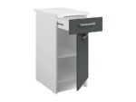 Módulo bajo cocina MIROYTENGO Vetro, 1 cajón + 1 puerta, encimera incluida, 40x84x60 cm, gris/blanco