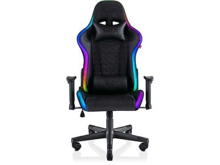 Silla Gaming VALK SKADI con Luces LED RGB, Reclinable, Cojines Lumbar y Cervical, Reposabrazos 2D, Pistón Clase 4, hasta 120 kg, Negro