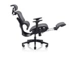 Silla de Escritorio Ergonómica VALK Myla con Reposabrazos 4D, Respaldo Regulable, Reposapiés Integrado, Malla Flextex, hasta 130 kg, Gris/Negro