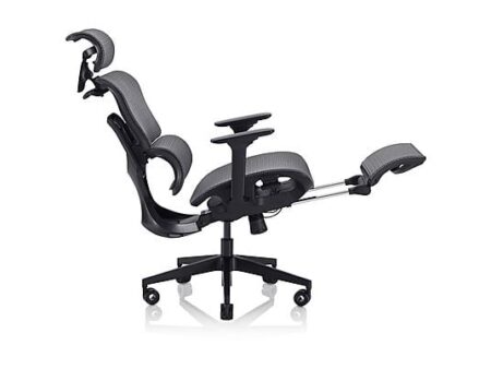 Silla de Escritorio Ergonómica VALK Myla con Reposabrazos 4D, Respaldo Regulable, Reposapiés Integrado, Malla Flextex, hasta 130 kg, Gris/Negro
