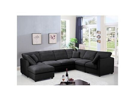 Sofá YHL VOYURA 2213 L de Chenilla Negro - Diseño Minimalista, Comodidad y Estilo Moderno