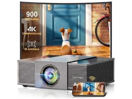 Proyector ULTIMEA Apollo P60 4K, Full HD 1080P, 900 ANSI Lumens, Autoenfoque, Corrección 6D, HDR10, Inteligente de Obstáculos, WiFi 6, 30W Altavoces, Negro