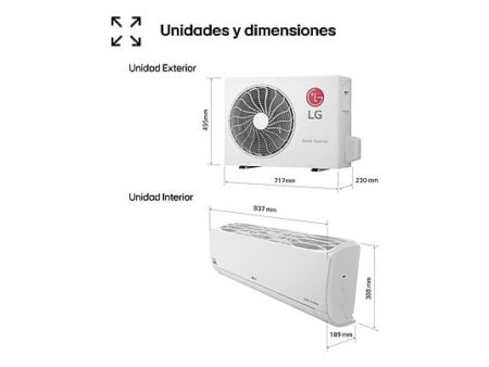 Aire Acondicionado Split 1x1 LG PLUSWF12X.SET 3010 fg/h Dual Inverter WiFi A++ Gold Fin R32 Blanco