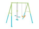 Columpio de Jardín Infantil NORTHIO 48085, 3 Años+, Multicolor, 2 Columpios Ajustables, Capacidad para 3 Niños, Estructura de Metal