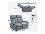 Sofá Reclinable HOMCOM 2 Plazas Gris, Tejido Efecto Lino, Muelles Ensacados, Respaldo Ajustable 135°, Carga Máxima 120 kg por Asiento