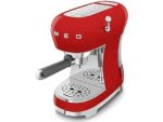 Cafetera Espresso SMEG ECF02RDEU, 15 Bar, 1350 W, 1 Taza, Rojo, Diseño Retro Años 50