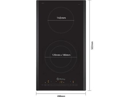 Placa vitrocerámica Balay 3EB731LQ 2 Zonas, Modular, 18 cm + 28.8 cm, Control Táctil, Negro