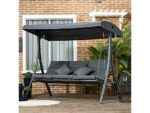 Columpio de Jardín con Dosel Ajustable, Cojines Removibles, Acero, Gris Oscuro - OUTSUNNY 84A-269V01CG