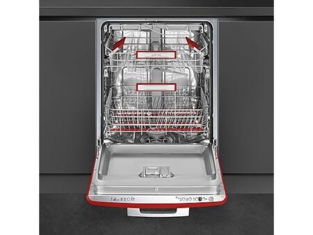Lavavajillas Integrable Smeg STFABRD3, 13 Cubiertos, 59.8 cm, Rojo