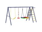 Columpio Tobogán Infantil 6 en 1, Multicolor, Acero Resistente, para 4 Niños, A partir de 3 Años - AIYAPLAY 344-087V00MX