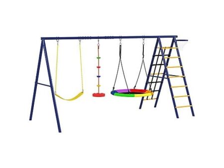 Columpio Tobogán Infantil 6 en 1, Multicolor, Acero Resistente, para 4 Niños, A partir de 3 Años - AIYAPLAY 344-087V00MX