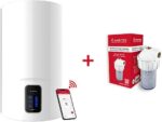 Termo Eléctrico Ariston Lydos Wifi 100L con Kit Antical Polifosfatos - Blanco, Control Remoto, Eficiencia Energética B
