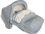 Accesorio Portabebé Caricias BABYLINE Azul, Saco Universal + Capota + Cubre Arnés, Grupo 0, Adaptable a la Mayoría de Sillas