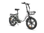 Bicicleta Eléctrica Plegable SAMEBIKE CY20 Pro, Motor 250W, Batería 36V 13Ah, Autonomía hasta 110 km, Blanco