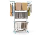 Tendedero Plegable NORTHIO 37352 de 4 Niveles con 24 Barras y Ruedas Giratorias 360° – Tubos Metálicos Resistentes a la Corrosión, con Alas Laterales y Zapatero