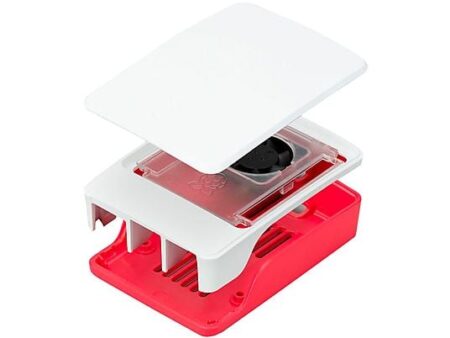Carcasa Oficial Raspberry Pi 5 Rojo Blanco con Ventilador 4 Pines