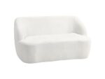Sofá HOMCOM 2 Plazas Crema, Diseño Curvo Moderno, Tapizado en Borreguito, Espuma Alta Densidad, Carga Máxima 220 kg, Base Antideslizante
