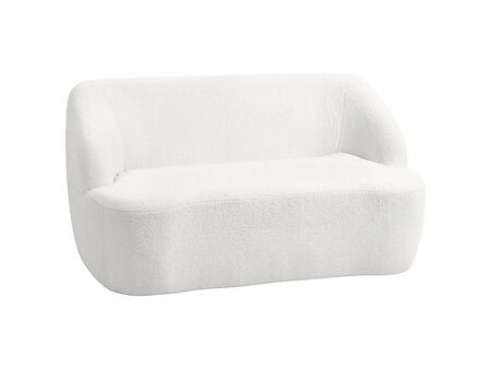 Sofá HOMCOM 2 Plazas Crema, Diseño Curvo Moderno, Tapizado en Borreguito, Espuma Alta Densidad, Carga Máxima 220 kg, Base Antideslizante