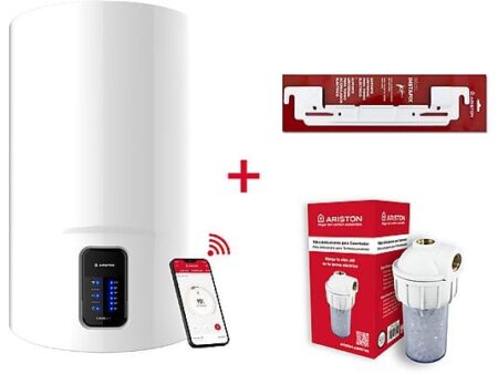 Termo Eléctrico Lydos Wifi Ariston 100L, Blanco, Control Electrónico, Tecnología WaterPlus, Incluye Instafix y Filtro Antical