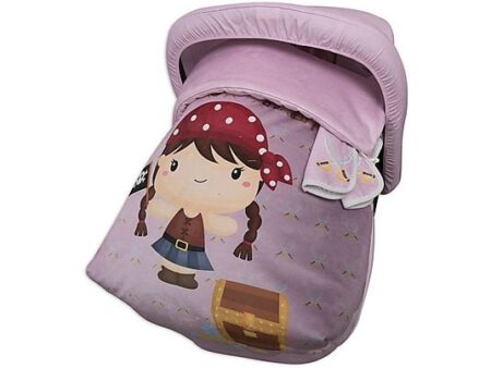 Saco Universal para Portabebé Pretty Pirate BABYLINE Rosa + Capota + Cubre Arnés - Ideal para Grupo 0, Transpirable y Ajustable