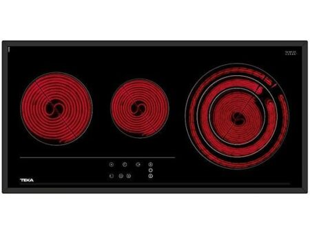 Placa vitrocerámica Teka TRC 83631 80 cm, 3 zonas, Zona Grande 27 cm, Touch Control, Negro