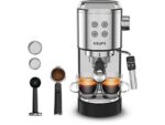 Cafetera Espresso Krups Virtuoso+ XP444C, 1400 W, 15 Bar, 1 L, Acero Inoxidable, Apagado Automático y Boquilla de Vapor