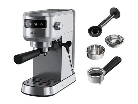 Cafetera Espresso AEG EC6-1-6ST, 15 Bar, 1450 W, 1L, Inox, Vaporizador, 2 Tazas