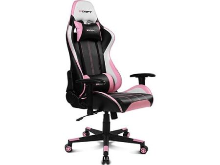 Silla Gaming Drift DR175, Negro y Rosa, Respaldo Reclinable, Cojines Cervical y Lumbar, Altura Ajustable