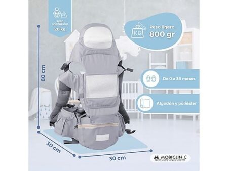 Mochila Portabebé Moley MOBICLINIC, Gris, Ajustable 6 en 1, Confort y Ergonomía, Para Bebés 0-36 Meses