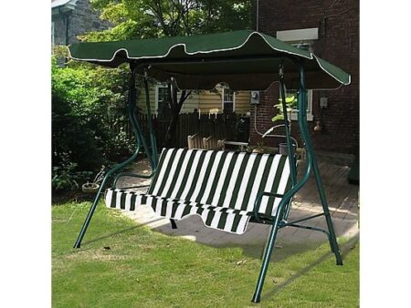 Columpio de Exterior de 3 Plazas con Toldo Ajustable, Acero Galvanizado - NORTHIO 29302, Verde