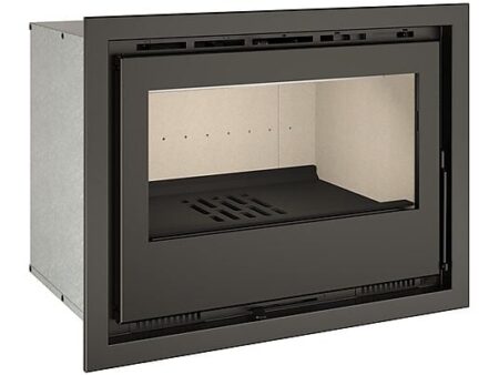 Estufa de Leña Insertable FLAMA 49 de 6,4 kW con Turbinas, Acero, Gris, Eficiencia Energética A+, ECODESIGN 2022