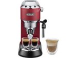 Cafetera Espresso De'Longhi Dedica EC685.R, 1300 W, 15 Bar, Thermoblock, Espresso Manual, Función 2 Tazas, Rojo