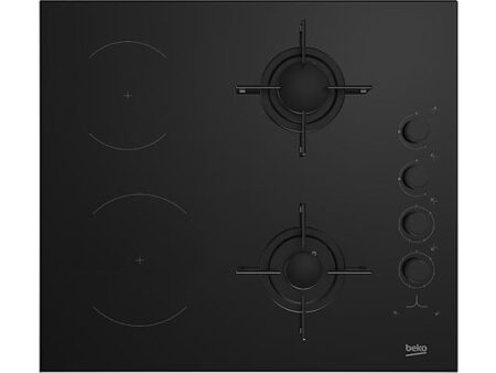 Placa Modular BEKO HILM 64120 S, 4 Zonas (Gas + Eléctrica), 600 mm, Control Giratorio, Negro