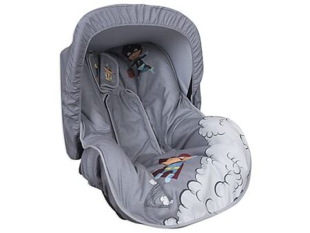 Saco Portabebé Héroe Chico BABYLINE Gris, Universal, Microfibra Transpirable, Con Capota y Cubre Arnés Incluidos, 80 x 55 cm