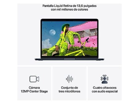 Apple MacBook Air 13.6" M5, 16GB RAM, 512GB SSD, Medianoche, Sin Cargador