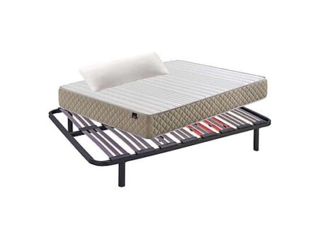 Pack Colchón + Somier 135x190 cm - MIROYTENGO Ahorro Lowcost, Metal Negro, Almohada Viscoelástica, Anti Ácaros