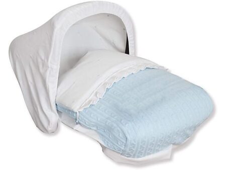Saco Portabebé Universal Pompones BABYLINE Azul, Grupo 0, con Capota y Cubre Arnés, Adaptable a la Mayoría de Sillas