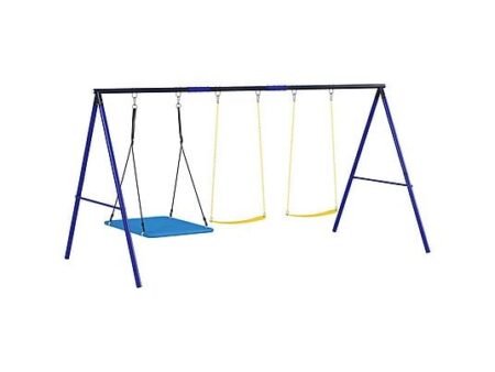 Columpio Tobogán Infantil AIYAPLAY 344-086V00MX, 3 años+, Multicolor - 2 Columpios Simples + Plataforma, Soporta hasta 120 kg