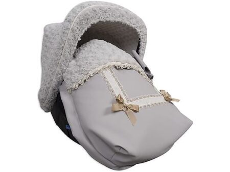 Saco Portabebé Universal Grupo 0 Leather BABYLINE Gris + Capota y Cubre Arnés, Ideal para Sillas de Automóvil