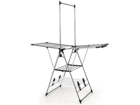 Tendedero Multifuncional Norteño NORTHIO 33453 Aluminio Plegable Ajustable para Ropa, Pantalones, Toallas – 3 Niveles, 6 Alturas, 36 kg de Capacidad